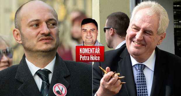 Šéf Bloku proti islámu Martin Konvička (vlevo) a prezident Miloš Zeman