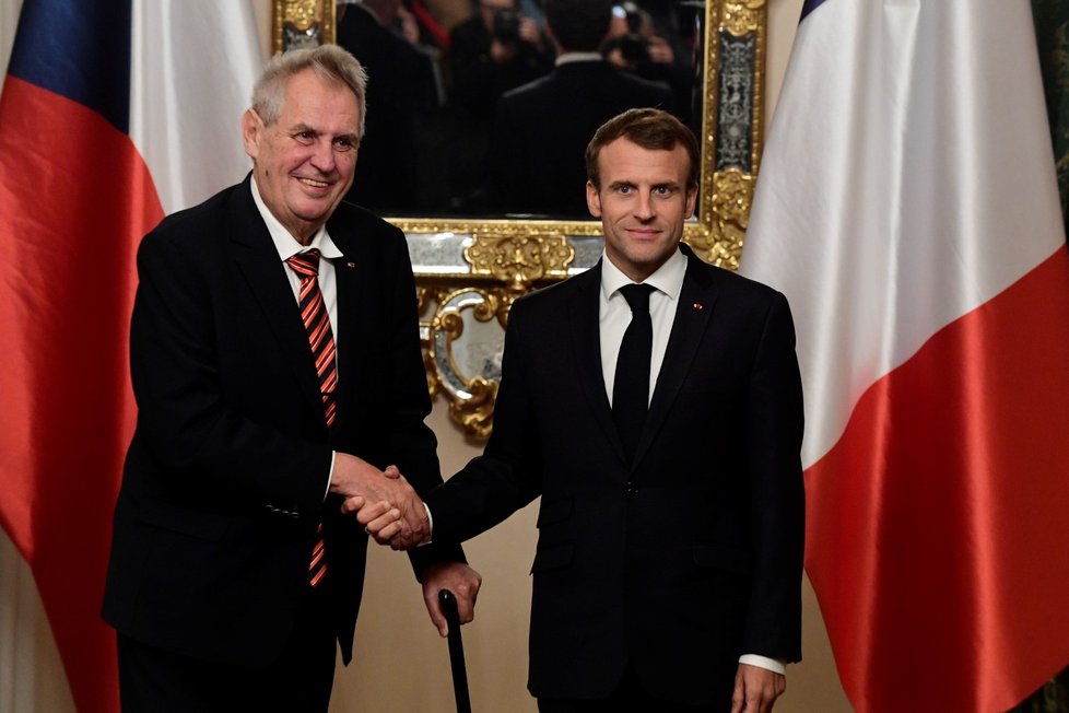 Prezident Miloš Zeman (vlevo) se 26. října 2018 setkal s francouzským prezidentem Emmanuelem Macronem.