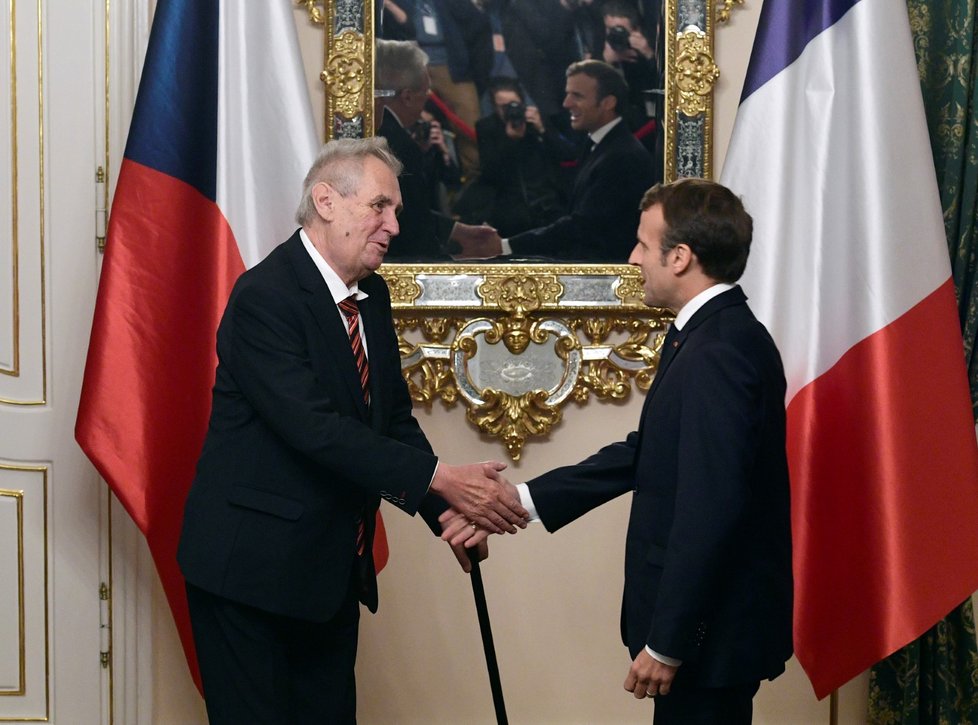 Prezident Miloš Zeman (vlevo) se 26. října 2018 setkal s francouzským prezidentem Emmanuelem Macronem.
