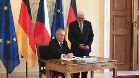 Český prezident Miloš Zeman a jeho německý protějšek Frank-Walter Steinmeier v Berlíně (21. 9. 2018)