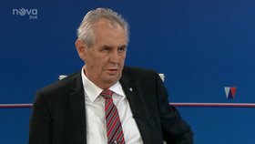 Prezident Miloš Zeman v pořadu Cesta na Hrad televize Nova