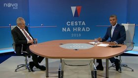 Prezident Miloš Zeman v pořadu Cesta na Hrad televize Nova