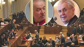 Poslanci mají jednat o výrocích Miloše Zeman ke kauze novičok. Prezident tvrdí, že se látka vyráběla a testovala v Česku. Tajné služby to popírají.