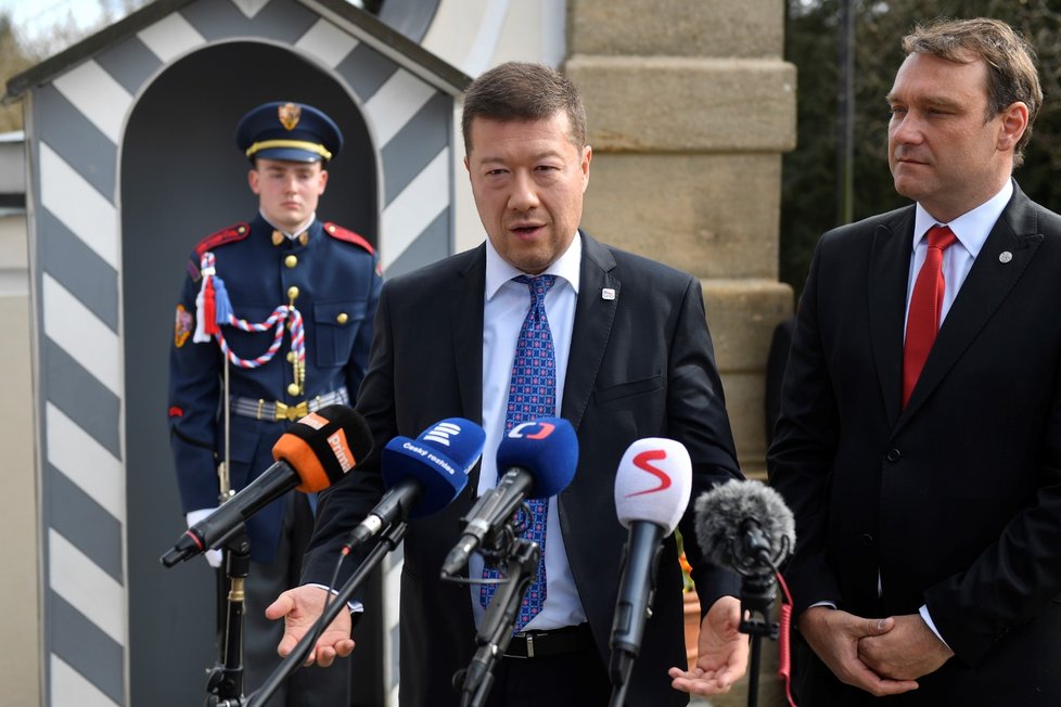 Tomio Okamura a Radim Fiala (oba SPD) v Lánech