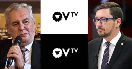 Prezident Miloš Zeman, jeho mluvčí Jiří Ovčáček a návrh loga pro prezidentské internetové vysílání OVTV