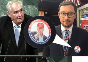 Prezident Miloš Zeman by podpořil Trumpa, jeho mluvčí Jiří Ovčáček to pro jistotu zdůraznil plackou na saku.