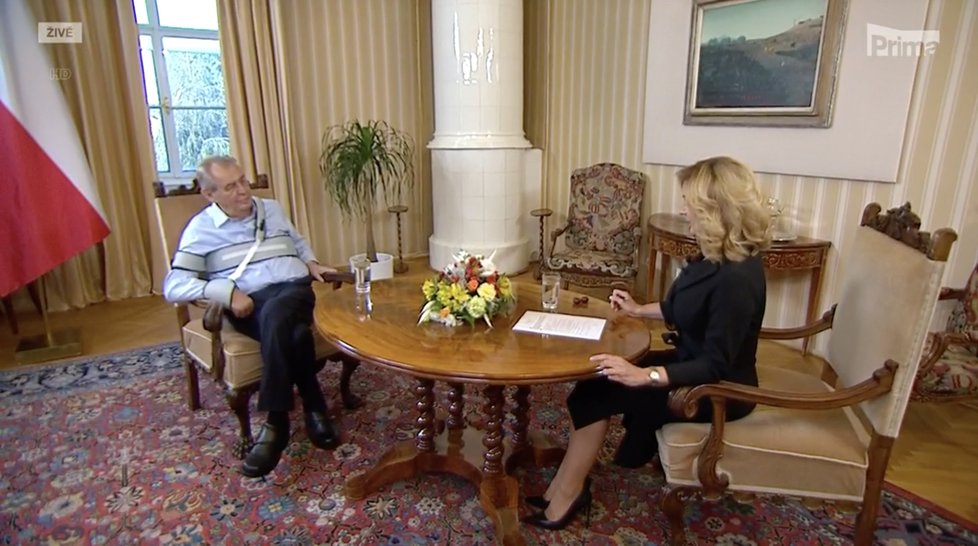 Prezident Miloš Zeman v nedělní Partii Terezie Tománkové FTV Prima (4. 10. 2020)