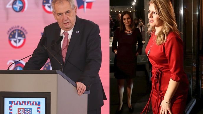 Český prezident Miloš Zeman a budoucí slovenská prezidentka Zuzana Čaputová