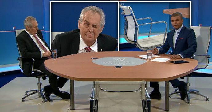 Prezident Miloš Zeman na TV Nova v rozhovoru s Reyem Korantengem