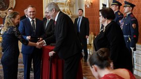 Prezident Miloš Zeman jmenoval 13. února 2020 na Pražském hradě 35 nových soudců