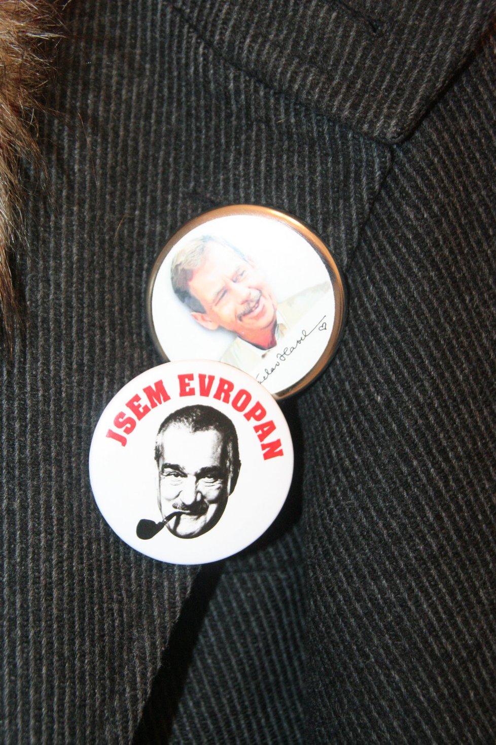 Havel a Schwarzenberg na klopě kabátu.