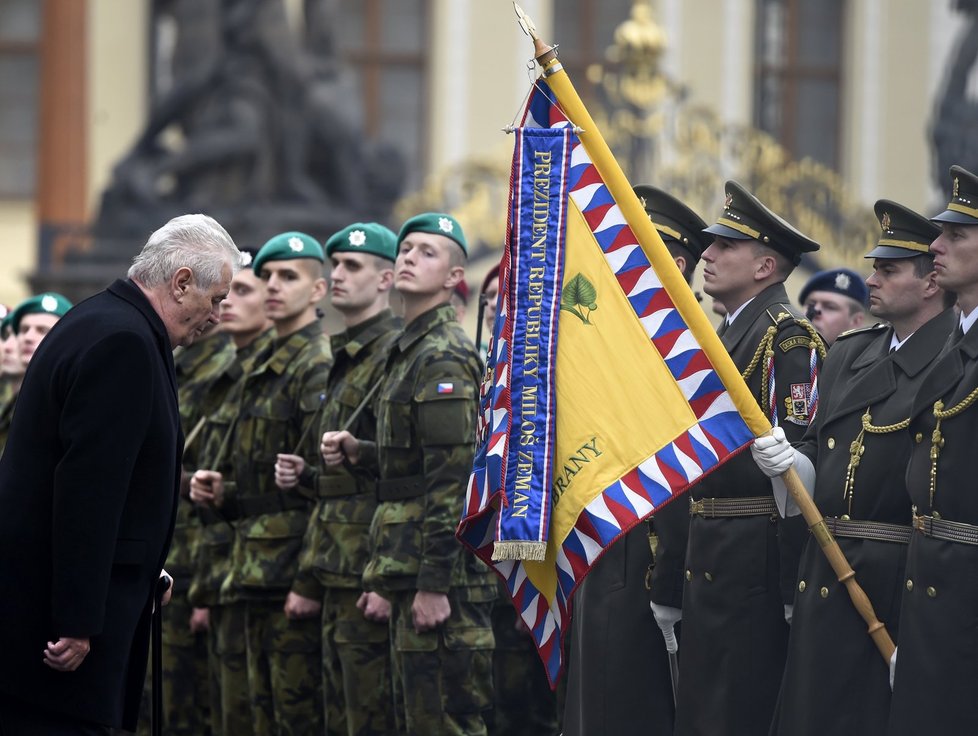 Prezident Miloš Zeman na slavnostní přísaze vojáků