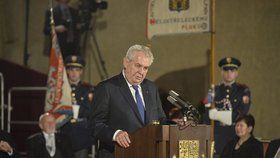 Prezident Miloš Zeman při projevu na 28. října