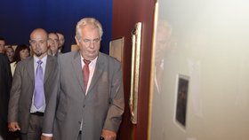 Prezident Zeman si prohlédl výstavu na pražském Hradě.