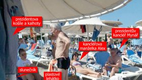Prezident relaxoval na pláži na řeckém ostrově Rhodos.