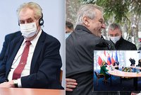 Zeman byl v Polsku za raritu. Proč neměl venku jako jediný státník roušku?