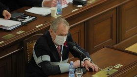 Prezident Miloš Zeman ve Sněmovně při schvalování rozpočtu (11.11.2020)