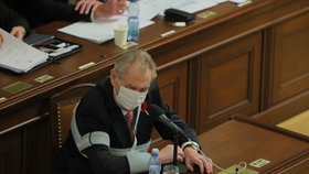 Prezident Miloš Zeman ve Sněmovně při schvalování rozpočtu (11. 11. 2020)