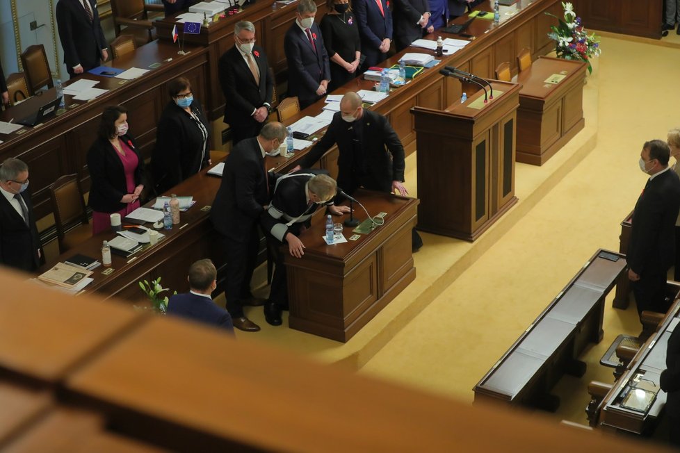 Prezident Miloš Zeman ve Sněmovně při schvalování rozpočtu (11.11.2020)