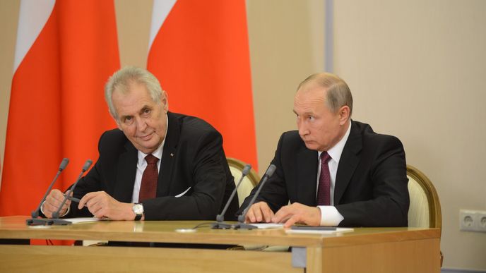 Společná tisková konference Zemana a Putina - ilustrační snímek Společná tisková konference Zemana a Putina - ilustrační snímek