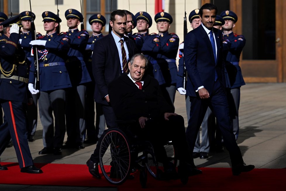 Prezident Miloš Zeman přijal na Pražském hradě katarského emíra Tamima bin Hamada Sáního. (5. 10. 2022)