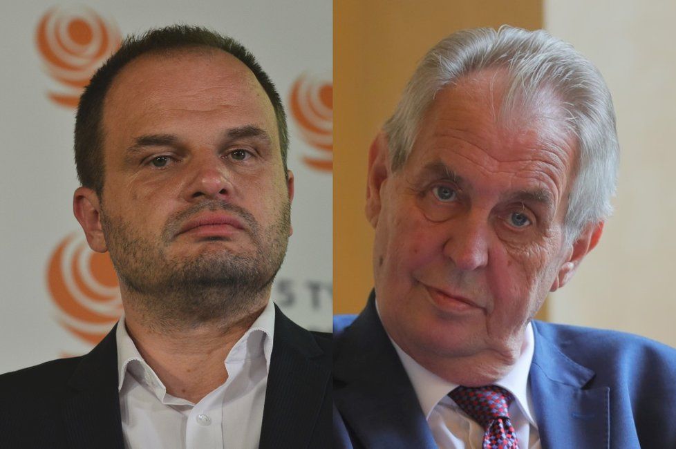 Kandidát ČSSD na ministra kultury Michal Šmarda (vlevo) a prezident Miloš Zeman