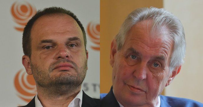 Kandidát ČSSD na ministra kultury Michal Šmarda (vlevo) a prezident Miloš Zeman