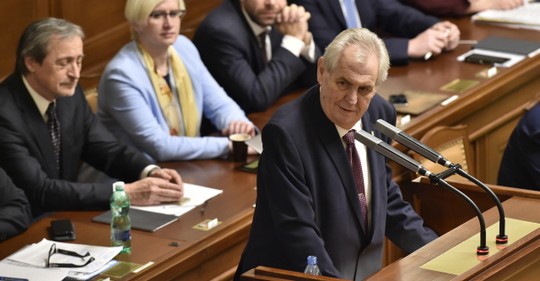 Prezident Miloš Zeman ve sněmovně.