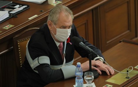 Prezident Miloš Zeman ve Sněmovně při schvalování rozpočtu (11.11.2020)