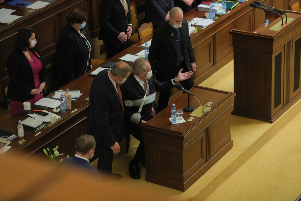 Prezident Miloš Zeman ve Sněmovně během 1. čtení státního rozpočtu na rok 2021