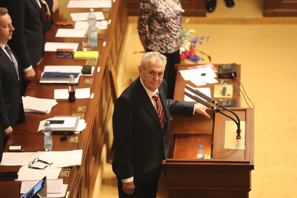 Zeman ve Sněmovně při debatě o rozpočtu (24. 10. 2018)