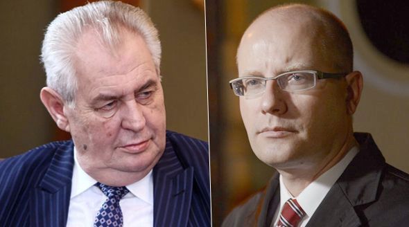 Prezident Miloš Zeman a premiér Bohuslav Sobotka