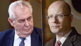 Prezident Miloš Zeman a premiér Bohuslav Sobotka