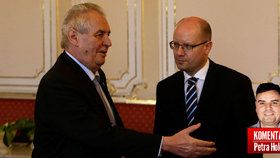 Prezident Miloš Zeman a premiér Bohuslav Sobotka (ČSSD) v komentáři Petra Holce