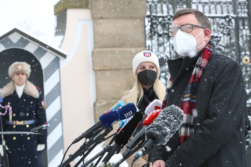 Zbyněk Stanjura (ODS) na tiskovce po jednání s prezidentem Milošem Zemanem (9.12.2021)