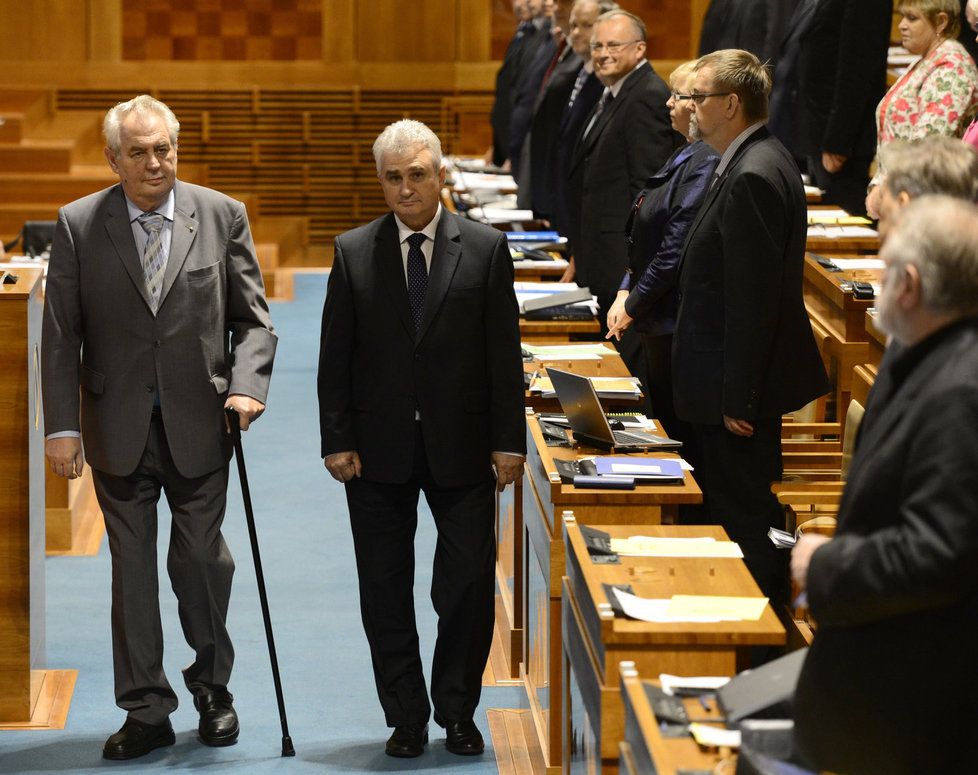 Prezident Miloš Zeman navštívil Senát v květnu 2014.