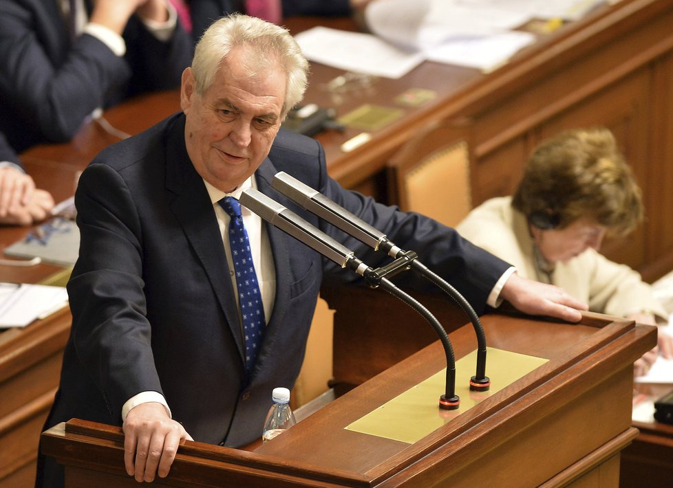 Prezident Miloš Zeman ve Sněmovně (21. 2. 2017)