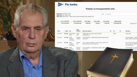 Senior poslal na účet Miloše Zemana stovky haléřových plateb, doprovodil je citacemi z bible.