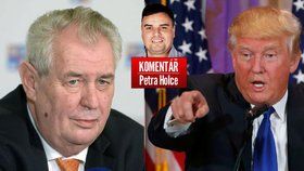 Český prezident Miloš Zeman a uchazeč o post amerického prezidenta Donald Trump si jsou podle komentátora Petra Holce v mnohém podobní.
