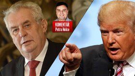 Český prezident Miloš Zeman (vlevo) a adept na prezidentský post v USA Donald Trump