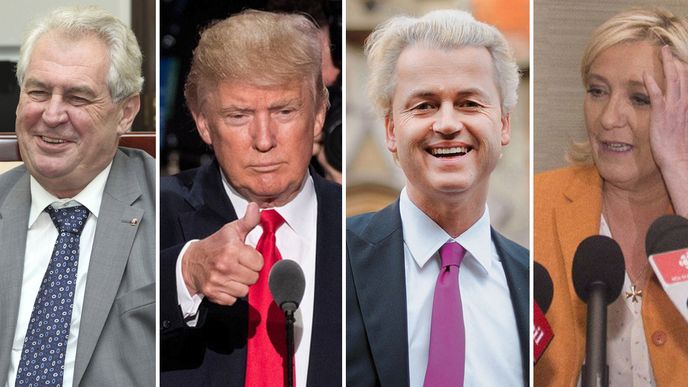 Miloš Zeman, Donald Trum, Geert Wilders, Marine Le Penová