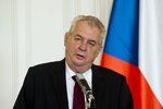 Prezident Miloš Zeman na tiskové konferenci před novináři