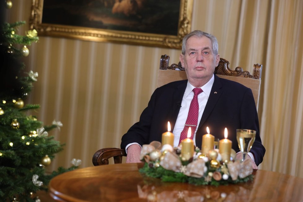 Přípravy na tradiční Vánoční poselství prezidenta Miloše Zemana (26. 12. 2019)