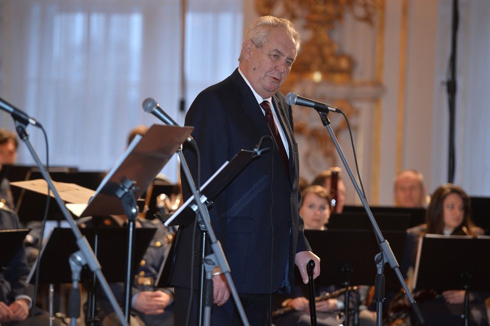 Prezident Miloš Zeman na Hradě během oslavy svého třetího výročí ve funkci