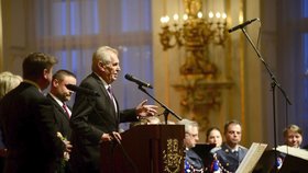 Zemanův večírek: Prezident pronesl projev ve Španělském sále