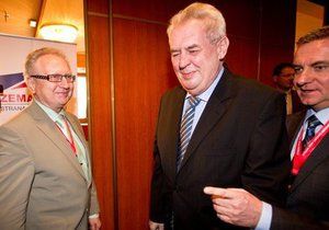 Prezident Miloš Zeman a předseda Zemanovců Jan Veleba