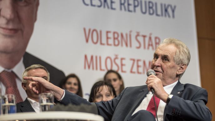 Volební štáb Miloše Zeman v pražském Top Hotelu