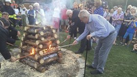 Prezident Miloš Zeman v sobotu na tradiční „Masarykově vatře“ v Lánech