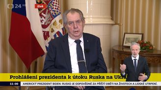 Prezident Zeman k ruské invazi: Musíme sáhnout k tvrdým sankcím