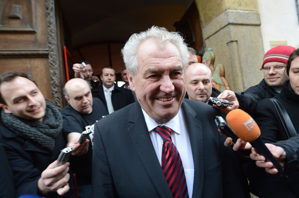 Miloš Zeman po oznámení jeho vítězství ve volbách 2013